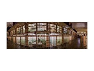 180 degree view of the corridor of a prison, Alcatraz Island, San Francisco, California, USA Print by Panoramic Images