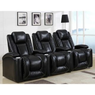 Home Theatre Seating Cameo Black Leather/ Match Straight Row Chairs