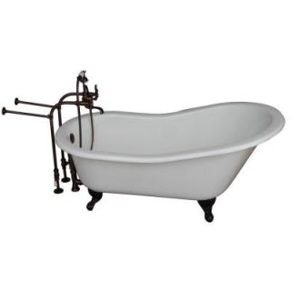 Barclay Products 5 ft. Cast Iron Ball and Claw Feet Slipper Tub in White with Oil Rubbed Bronze Accessories TKCTSN60 ORB2