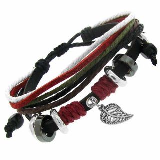 Gioelli Black Leather and Cotton Cord Multi layer Bracelet   15256954