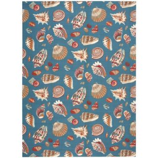 Waverly Sun and Shade Azure Rectangular Indoor/Outdoor Machine Made Area Rug (Common 7 x 10; Actual 93 in W x 130 in L)