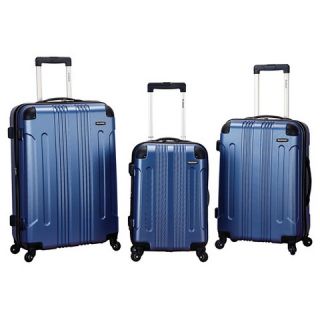 Rockland Sonic 3 Piece Expandable ABS Spinner Luggage Set   Blue