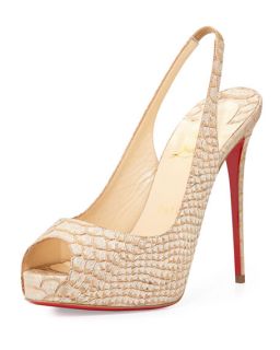 Christian Louboutin Private Number Python Embossed Red Sole Pump, Beige