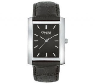 Caravelle by Bulova Mens Black Leather Strap Watch —