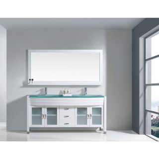 Virtu USA Ava 71 inch Double Bathroom Vanity Cabinet Set in White
