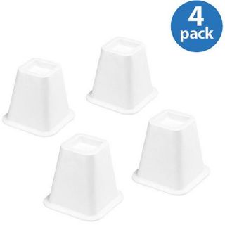 Whitmor Bed Risers, White, Set of 4