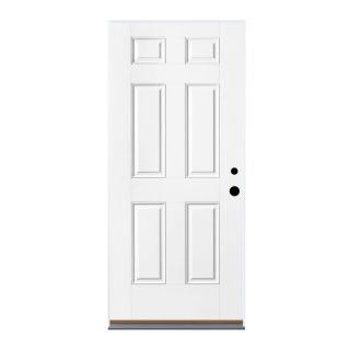 Therma Tru Benchmark Doors 6 Panel Insulating Core Left Hand Inswing White Fiberglass Primed Prehung Entry Door (Common 36 in x 80 in; Actual 37.5 in x 81.5 in)