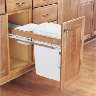 Rev A Shelf 18 in. H x 12 in. W x 25 in. D Single 35 Qt. Pull Out Wood Top Mount Waste Container for 1.5 in. Face Frame Cabinet 4WCTM 12DM1
