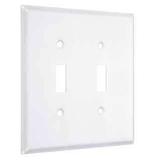 Hubbell TayMac 2 Gang White Double Toggle Wall Plate