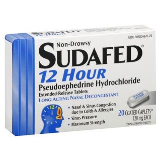 Sudafed 12 Hour Non Drowsy Coated Caplets   20 Count