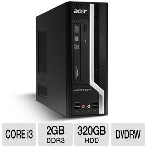 Acer Veriton VX4618G Ui3210W Desktop PC   Intel Core i3 2100 3.10GHz, 2GB DDR3, 320GB HDD, DVDRW, Windows 7 Professional 32/64 bit (Open Box)