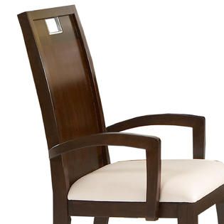 Oxford Creek  Arm Chairs with PU Seat in Deep Brown Finish (Set of 2)