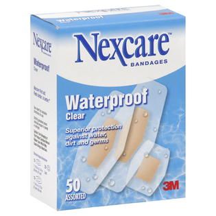Nexcare Bandages, Waterproof, Clear, Assorted, 50 bandages   Health