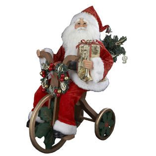 Kurt S. Adler 20 Red and Gold Santa on Tricycle   Seasonal