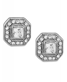 Carolee Earrings, Silver Tone Square Button Stud Earrings   Jewelry