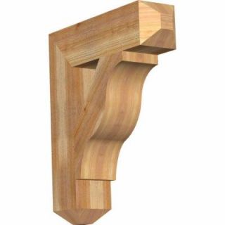 Ekena Millwork 6 in. x 28 in. x 24 in. Western Red Cedar Funston Craftsman Rough Sawn Bracket BKT06X24X28FST04RWR