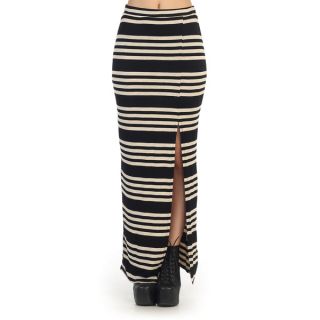 Hadari Juniors Black and White Striped Maxi Skirt   16428601