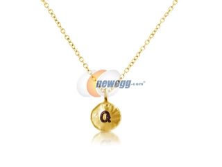 Hammered Q Initial Pendant Necklace