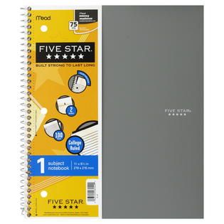 Mead Five Star Notebook, 1 Subject, 1 notebook   Office Supplies