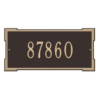 Whitehall Products Rectangular Roanoke Standard Wall 1 Line Address Plaque   Bronze/Gold 1021OG