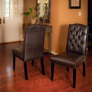 Crown Top Rich Leather Dining Chairs (Set of 2)