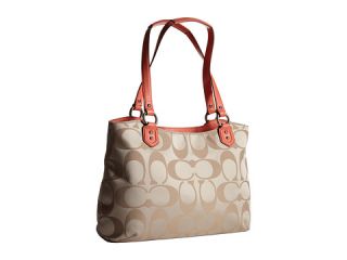coach campbell signature belle carryall silver light khaki coral