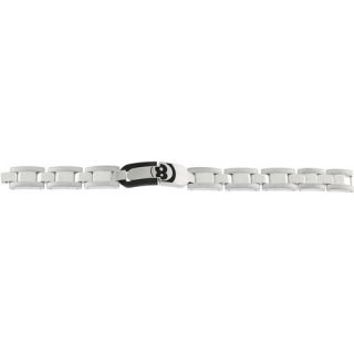 Stainless Steel & Black Plating ID Bracelet with Number 8 Clasp, 9"