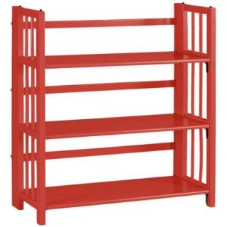 Home Decorators Collection Multimedia Storage 35 in. W Folding/Stacking Bookcase in Red 3323220110