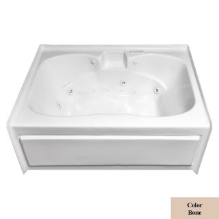 Laurel Mountain Alcove Plus 59.75 in L x 41.75 in W x 22 in H 2 Person Bone Acrylic Hourglass In Rectangle Whirlpool Tub and Air Bath
