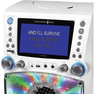 Singing Machine STVG785W CDG/G Karaoke System with 7" Color Monitor and Record to USB with Microphone