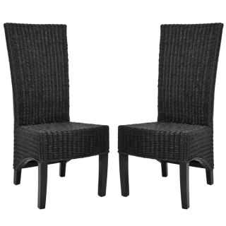 Safavieh St. Croix Wicker Black High Back Side Chairs (Set of 2)