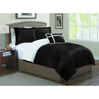 Micro Mink Reversible to Sherpa 4 piece Comforter Set  