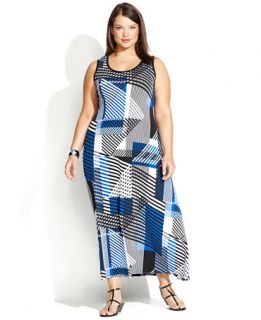 Calvin Klein Plus Size Sleeveless Geo Print Maxi Dress