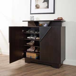 Furniture of America Pilton Cappuccino Slatted 5 shelf Shoe Cabinet