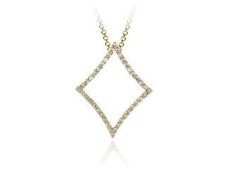 18K Gold/ Sterling Silver CZ Diamond Shape Pendant