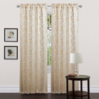 Lush Decor Beige 84 inch Golden Leaf Curtain Panels (Set of 2