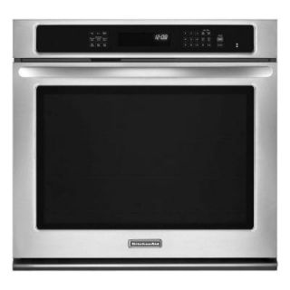 KitchenAid Architect Series II 30 in. Single Electric Wall Oven Self Cleaning with Convection in Stainless Steel KEBS109BSS