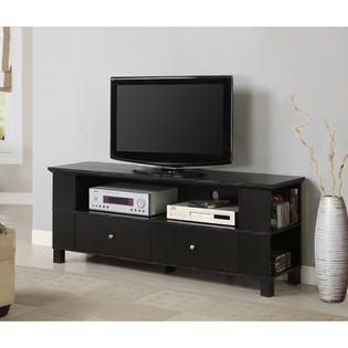 Walker Edison  60 in. Black Wood TV Stand with Multi Purpose Storage