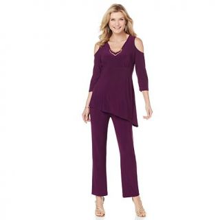 Slinky® Brand Cold Shoulder Tunic and Pant Set   7864898