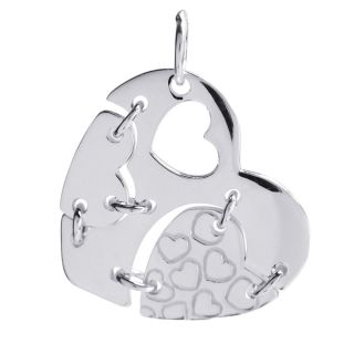 Modern Patched Heart .925 Sterling Silver Pendant (Thailand)