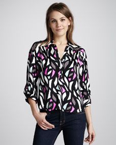 Milly Stain Glass Print Blouse