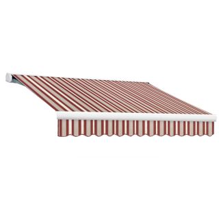 Awntech 144 in Wide x 120 in Projection Burgundy/Gray/White Stripe Slope Patio Retractable Remote Control Awning
