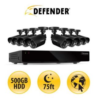Defender 16 CH H.264 500GB Smart SecurityDVR with 8 Hi res Outdoor Surveillance Cameras and SmartPhone Compatibility DISCONTINUED 21044