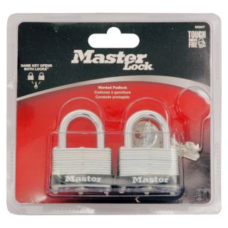Master Lock 2 Pack 1.701 in Silver with Black Bumper Steel Keyed Padlock