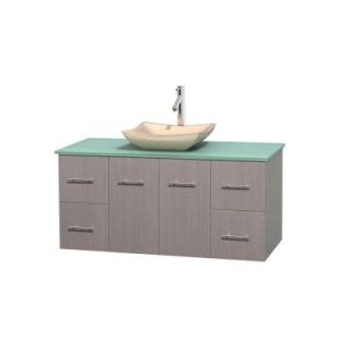 Wyndham Collection Centra 48 in. Vanity in Gray Oak with Glass Vanity Top in Green and Sink WCVW00948SGOGGGS2MXX