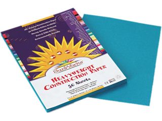 SunWorks 7703 Construction Paper, 58 lbs., 9 x 12, Turquoise, 50 Sheets/Pack