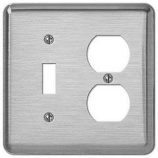 Creative Accents Steel 1 Toggle 1 Duplex Wall Plate   Brushed Chrome 2BM106