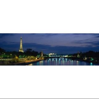 France, Paris, Eiffel Tower , Seine River Poster Print by Panoramic Images (36 x 12)
