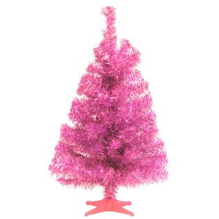 National Tree Company 2Ft Unlit Pink Tinsel Tree   Seasonal