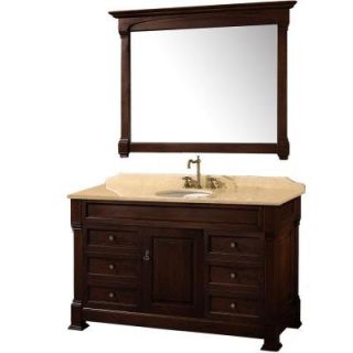 Wyndham Collection Andover 55 in. Vanity in Dark Cherry with Marble Vanity Top in Ivory and Mirror WCVTS55DCHIV